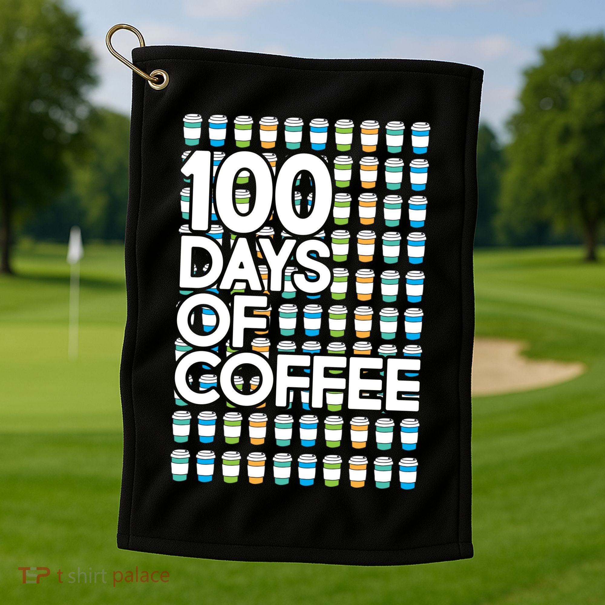 100 Days Of School (Coffee) Golf Towel