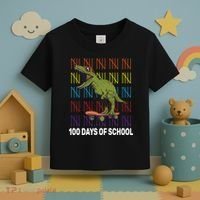 100 Days of School Cool Dinosaur Toddler T-Shirt thumb 3