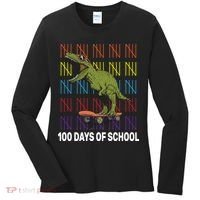 100 Days of School Cool Dinosaur Women's Long Sleeve Shirt thumb 0
