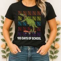 100 Days of School Cool Dinosaur Women's T-Shirt thumb 2
