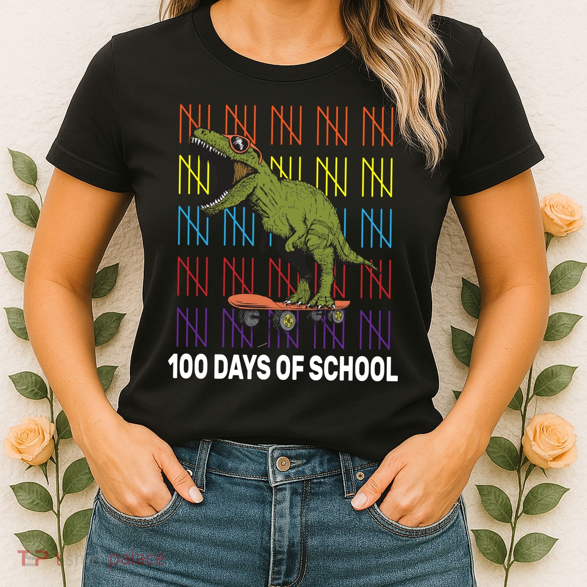 100 Days of School Cool Dinosaur Women's T-Shirt