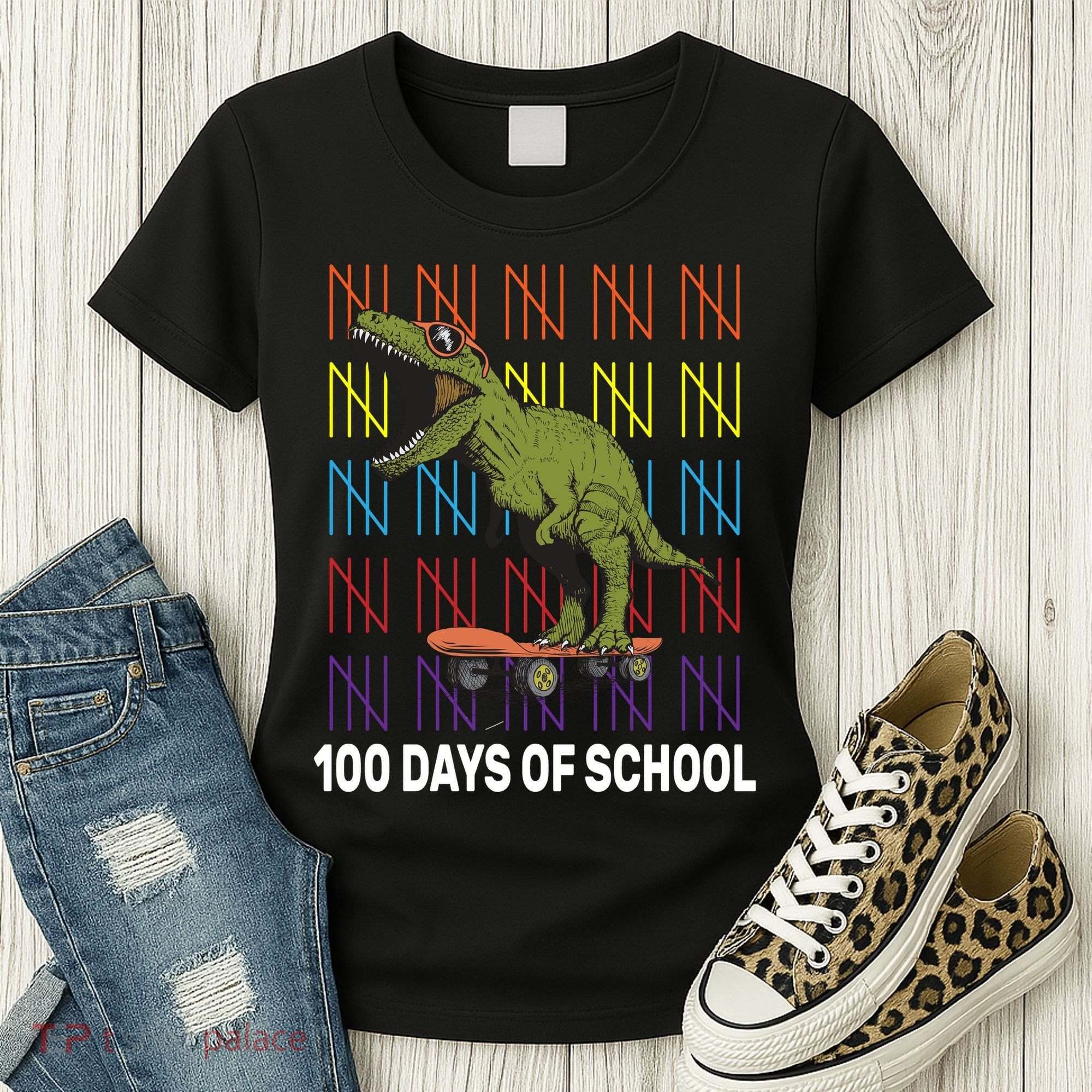 100 Days of School Cool Dinosaur Women's T-Shirt