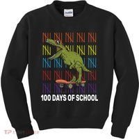 100 Days of School Cool Dinosaur Kids Sweatshirt thumb 0