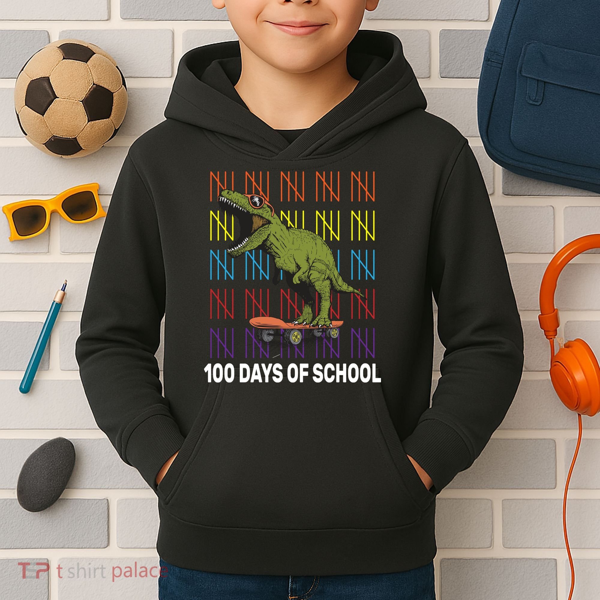 100 Days of School Cool Dinosaur Kids Hoodie
