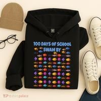 100 Days Of School Swam By Fish Hoodie thumb 4