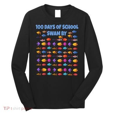100 Days Of School Swam By Fish Long Sleeve Shirt
