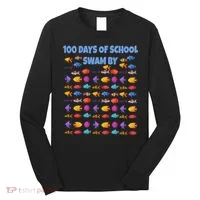 100 Days Of School Swam By Fish Long Sleeve Shirt thumb 0