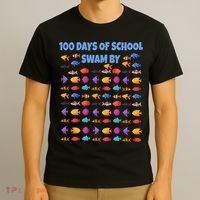 100 Days Of School Swam By Fish T-Shirt thumb 3