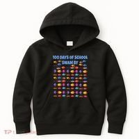 100 Days Of School Swam By Fish Kids Hoodie thumb 0