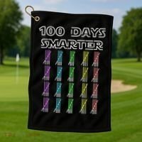 100 Days Smarter 100th Day Of School Golf Towel thumb 1