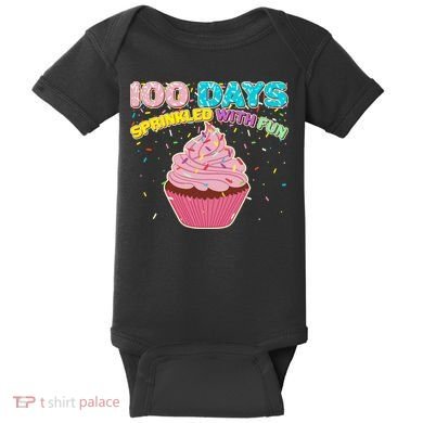 100 Days Sprinkled With Fun Cupcake  Baby Bodysuit