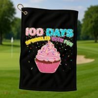 100 Days Sprinkled With Fun Cupcake  Golf Towel thumb 1