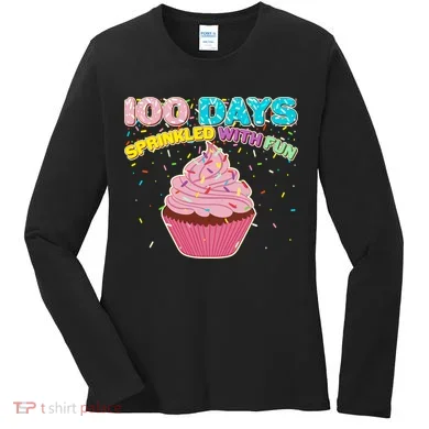 100 Days Sprinkled With Fun Cupcake  Women's Long Sleeve Shirt