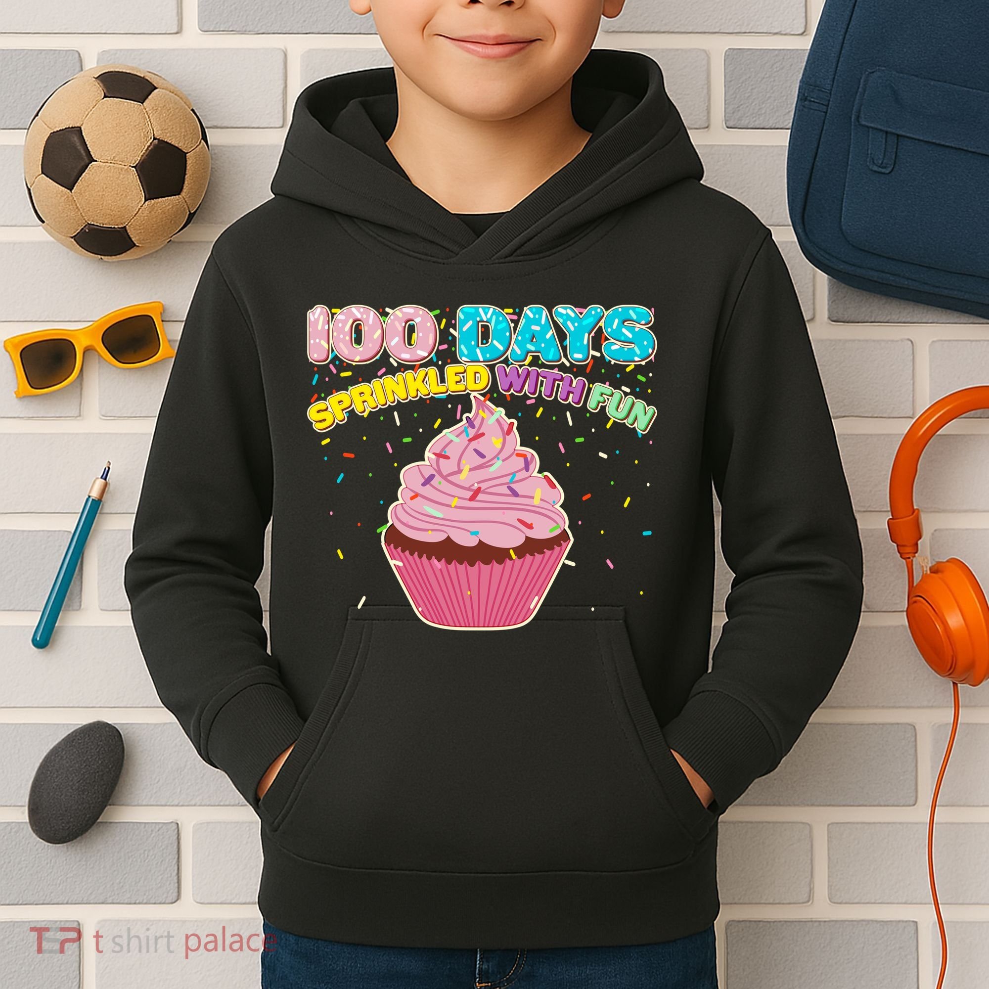 100 Days Sprinkled With Fun Cupcake  Kids Hoodie