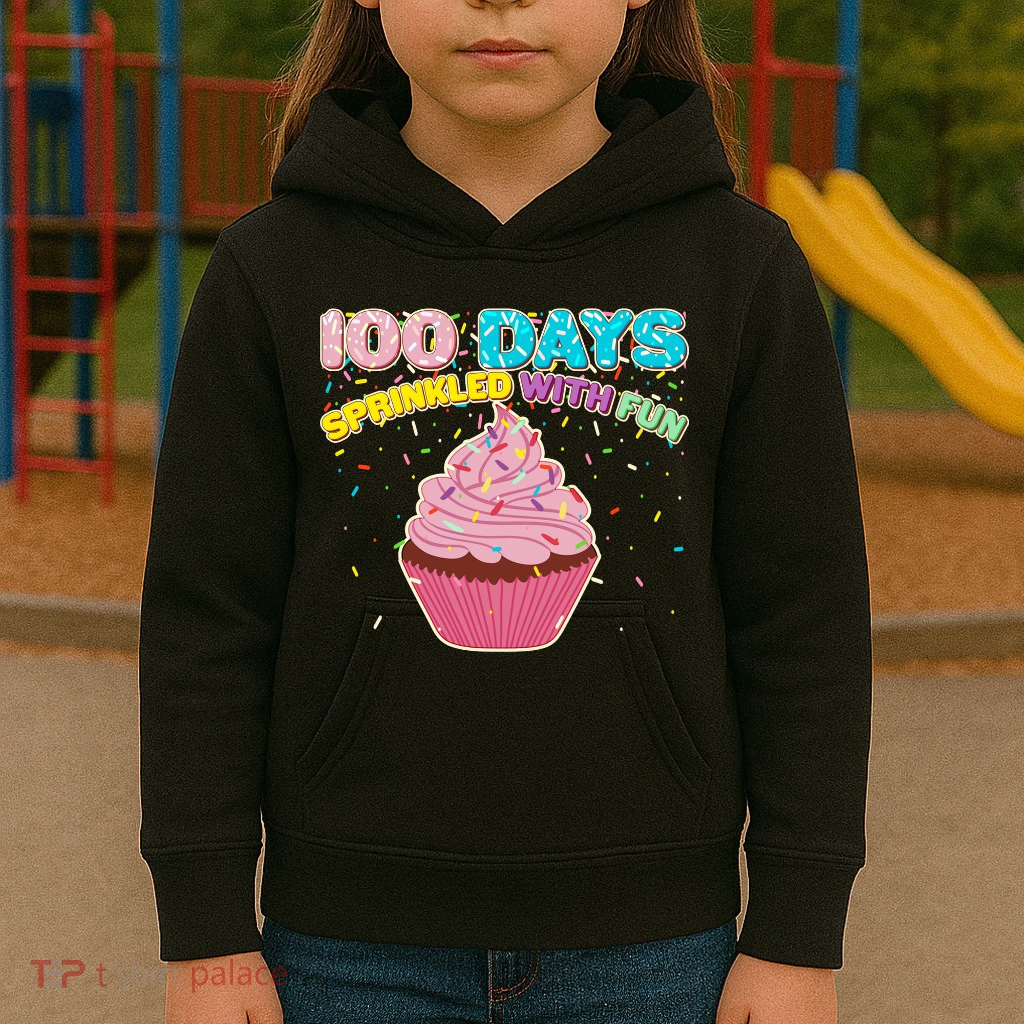 100 Days Sprinkled With Fun Cupcake  Kids Hoodie