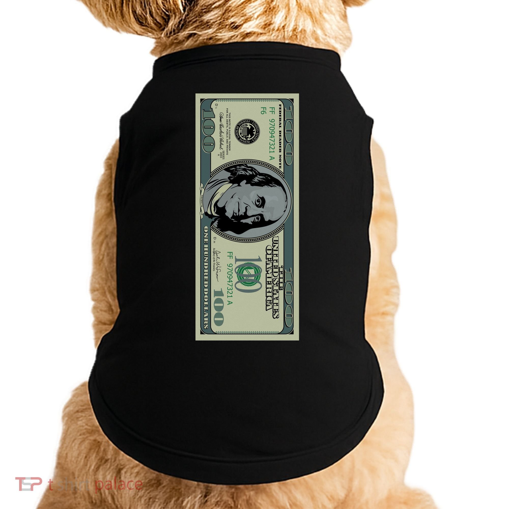 100 Dollar Bill - $100 - Benjamin Franklin Money Doggie Tank