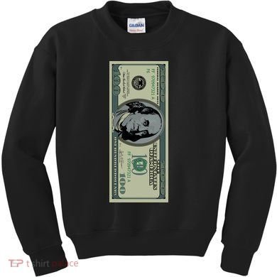 100 Dollar Bill - $100 - Benjamin Franklin Money Kids Sweatshirt
