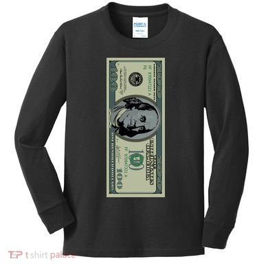 100 Dollar Bill - $100 - Benjamin Franklin Money Kids Long Sleeve Shirt