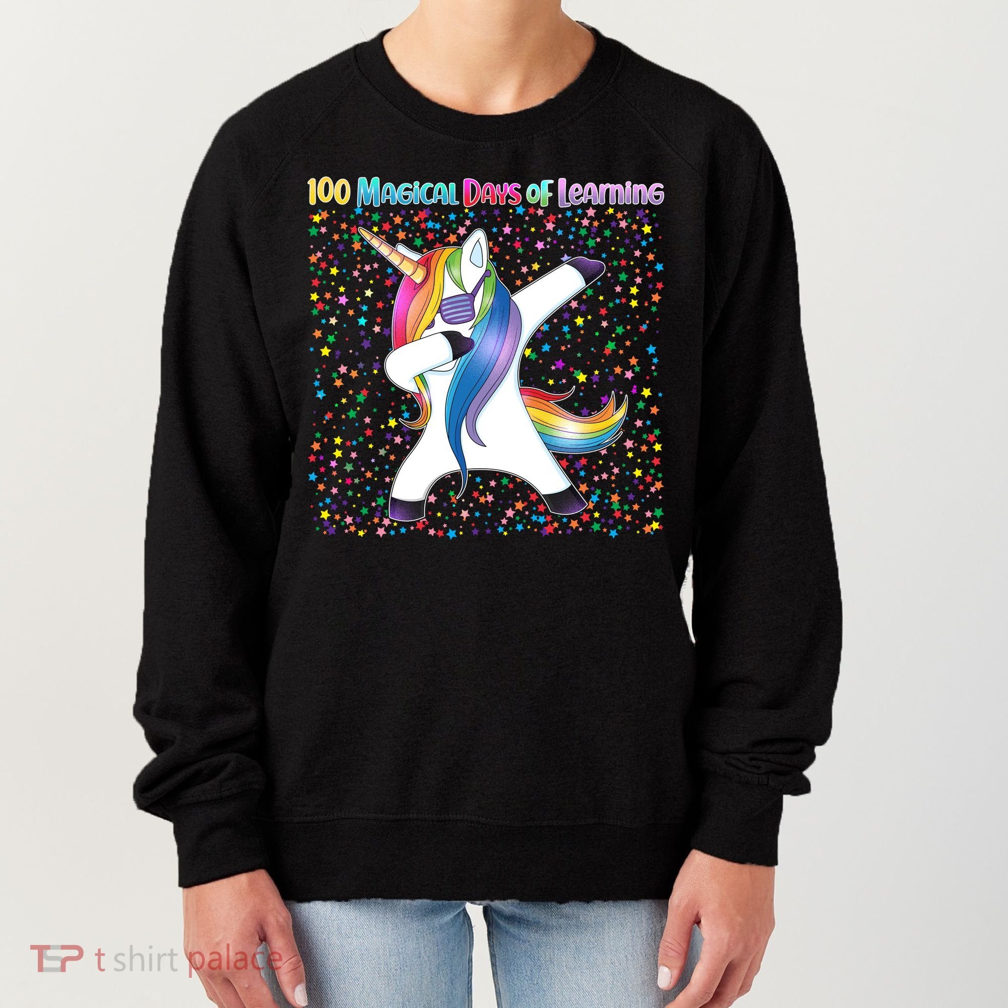 100 Magical Days of Learning Dabbing Unicorn Women's Sweatshirt
