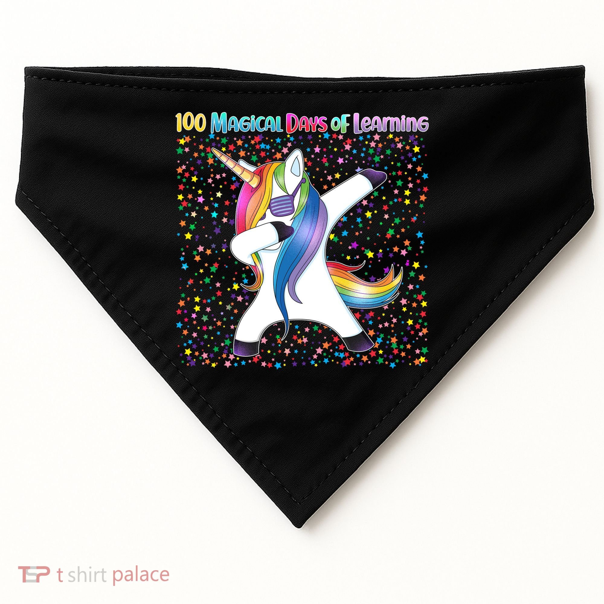 100 Magical Days of Learning Dabbing Unicorn USA-Made Doggie Bandana