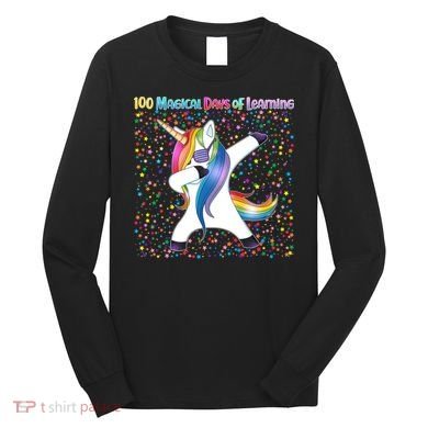 100 Magical Days of Learning Dabbing Unicorn Long Sleeve Shirt