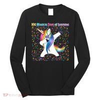 100 Magical Days of Learning Dabbing Unicorn Long Sleeve Shirt thumb 0