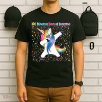 100 Magical Days of Learning Dabbing Unicorn T-Shirt thumb 6