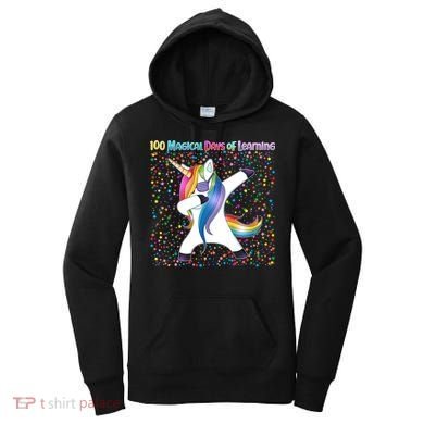 100 Magical Days of Learning Dabbing Unicorn Women's Hoodie