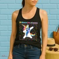 100 Magical Days of Learning Dabbing Unicorn Women's Tank Top thumb 2