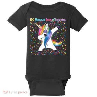 100 Magical Days of Learning Dabbing Unicorn Baby Bodysuit