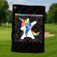 100 Magical Days of Learning Dabbing Unicorn Golf Towel thumb 1