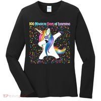 100 Magical Days of Learning Dabbing Unicorn Women's Long Sleeve Shirt thumb 0