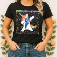 100 Magical Days of Learning Dabbing Unicorn Women's T-Shirt thumb 2