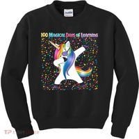 100 Magical Days of Learning Dabbing Unicorn Kids Sweatshirt thumb 0