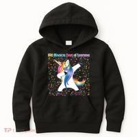 100 Magical Days of Learning Dabbing Unicorn Kids Hoodie thumb 0