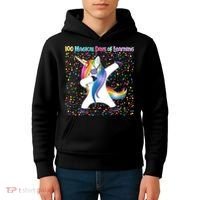 100 Magical Days of Learning Dabbing Unicorn Kids Hoodie thumb 4