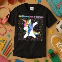 100 Magical Days of Learning Dabbing Unicorn Kids T-Shirt thumb 3