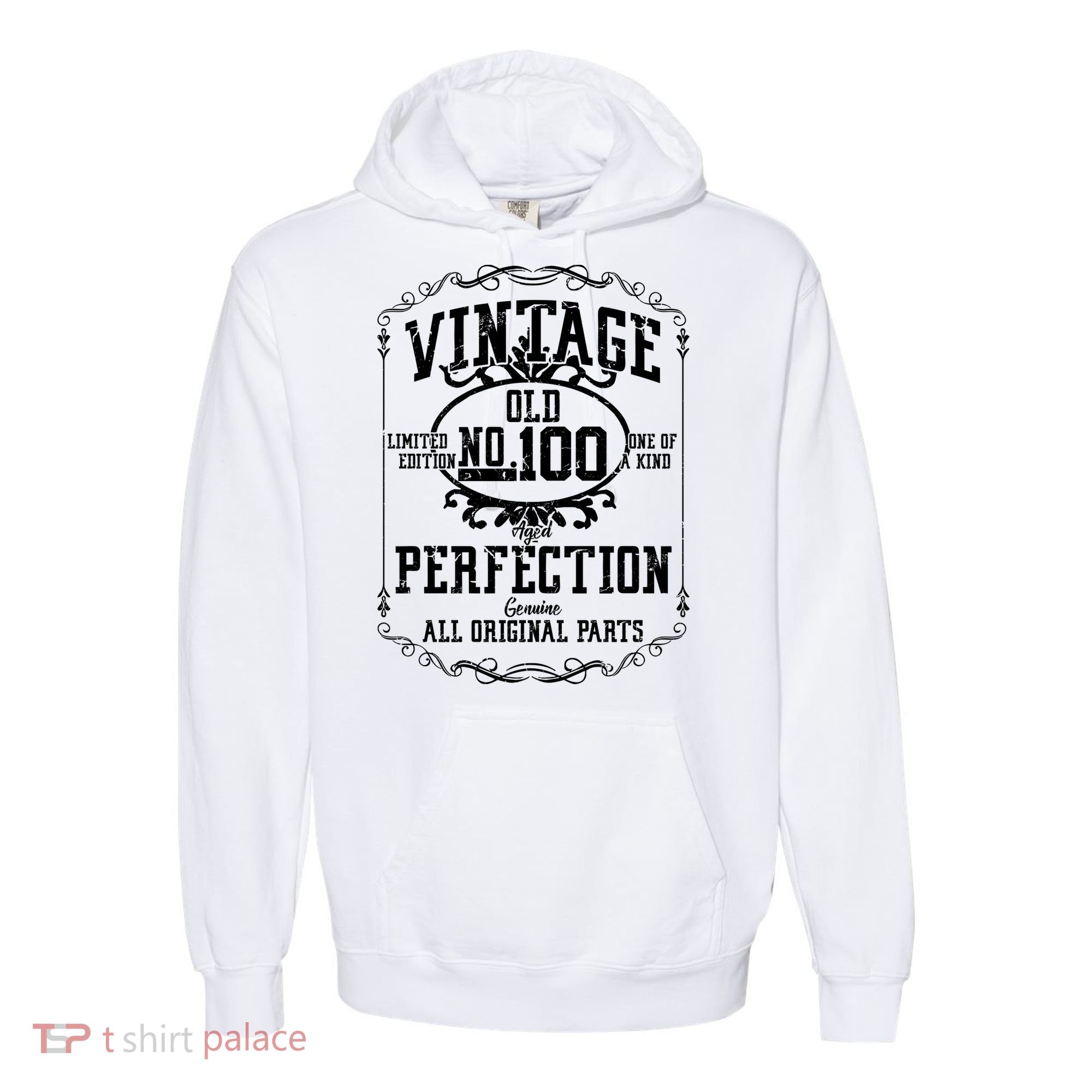 100th Birthday Genuine All Original Parts Comfort Colors Garment-Dyed Hooded Sweatshirt