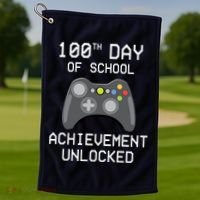 100th Day Of School Achievement Unlocked Cute Golf Towel thumb 1