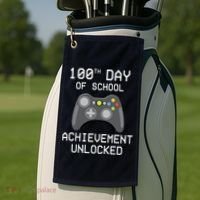 100th Day Of School Achievement Unlocked Cute Golf Towel thumb 2