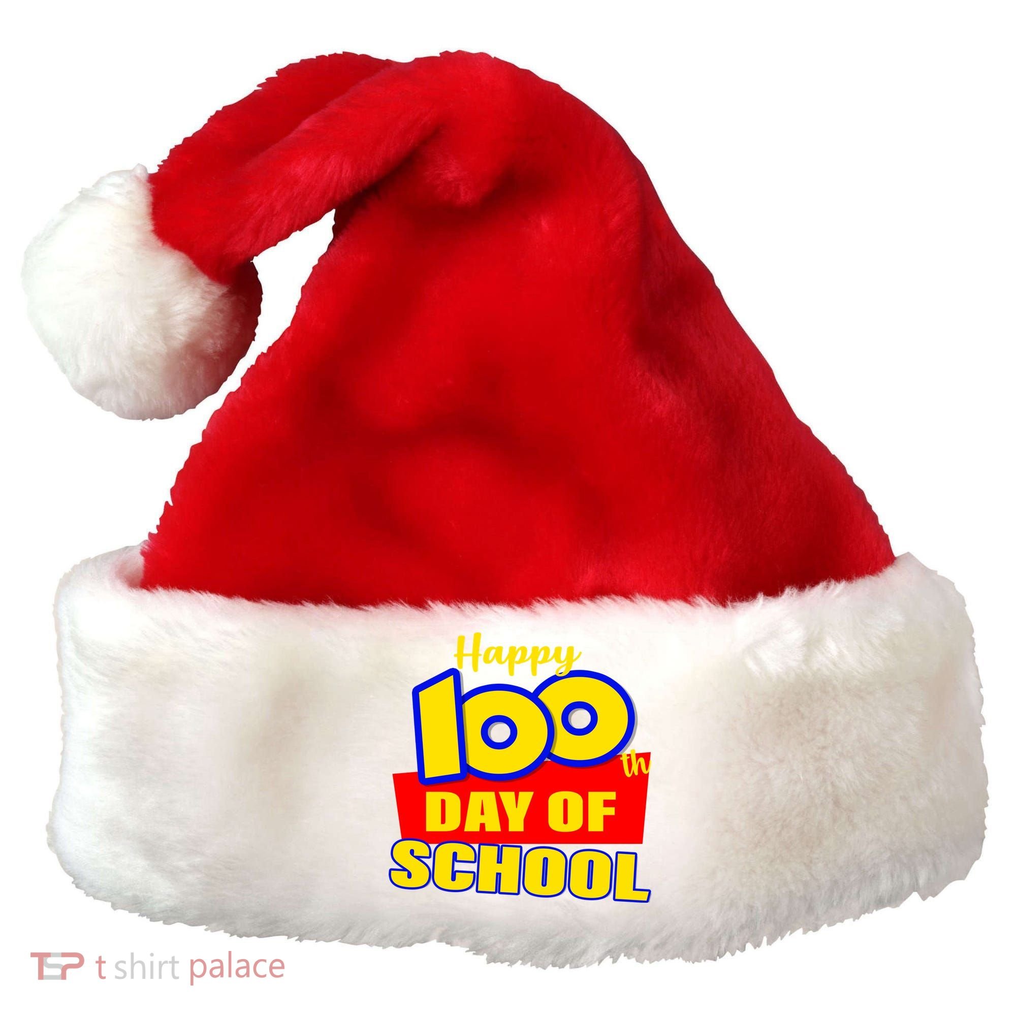 100th Day Of School Cartoon Movie Logo Santa Hat