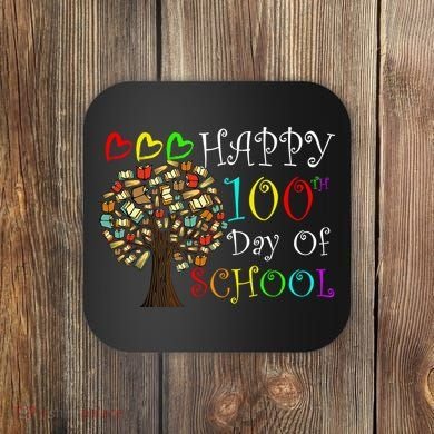 100th Day Of School Educational Tree Coaster