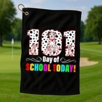 101 Days Of School Dalmatian Dog Cute Golf Towel thumb 1