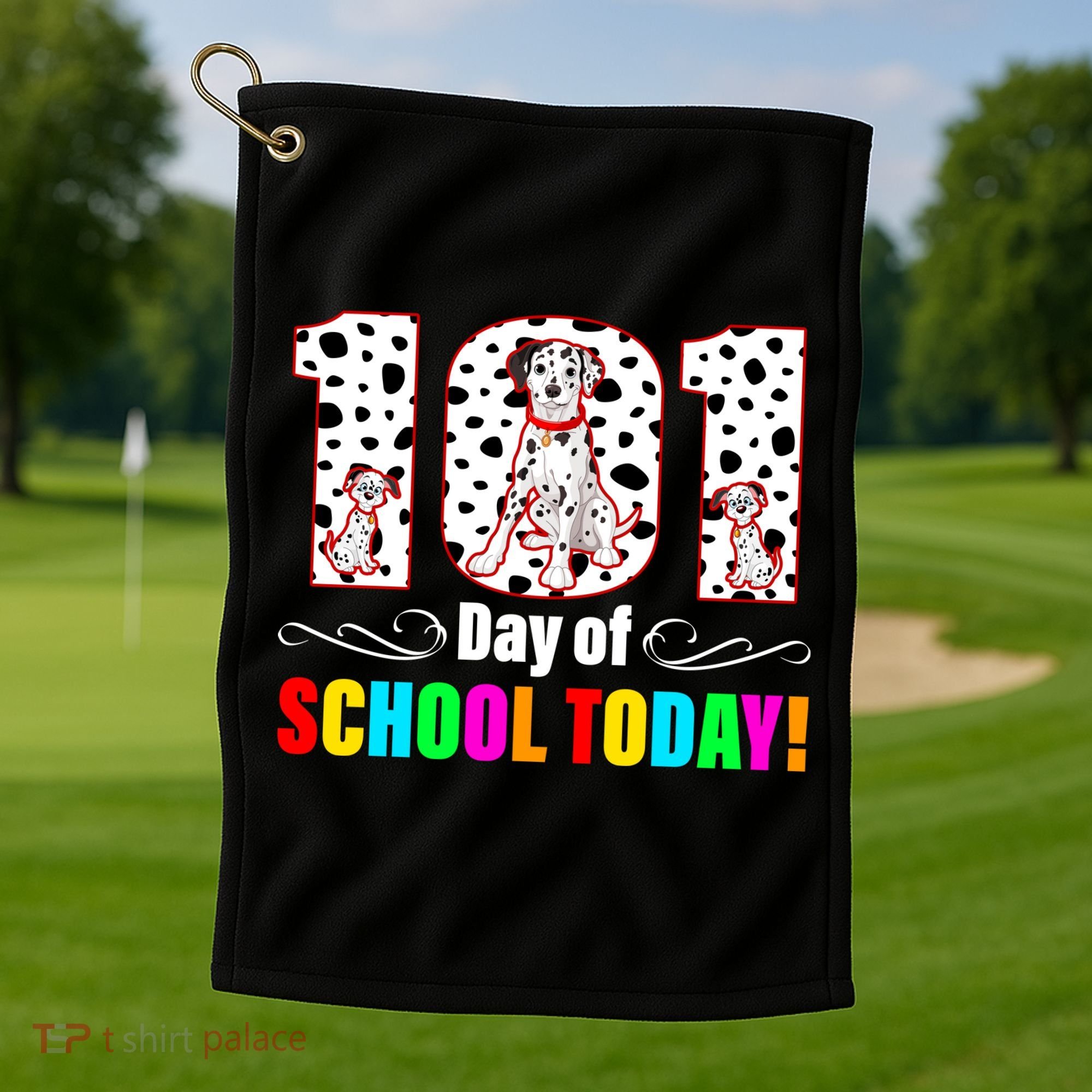 101 Days Of School Dalmatian Dog Cute Golf Towel