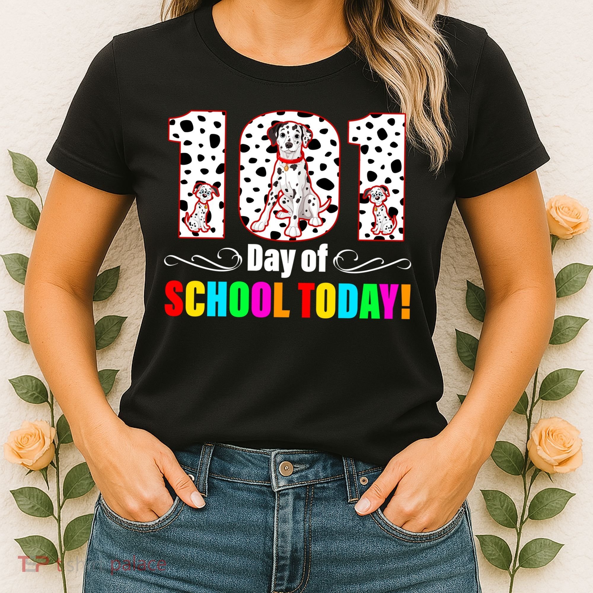 101 Days Of School Dalmatian Dog Cute Women's T-Shirt