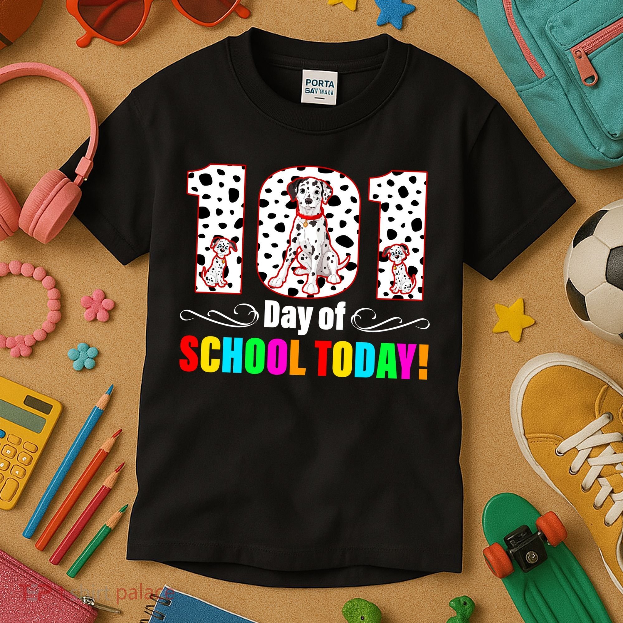 101 Days Of School Dalmatian Dog Cute Kids T-Shirt