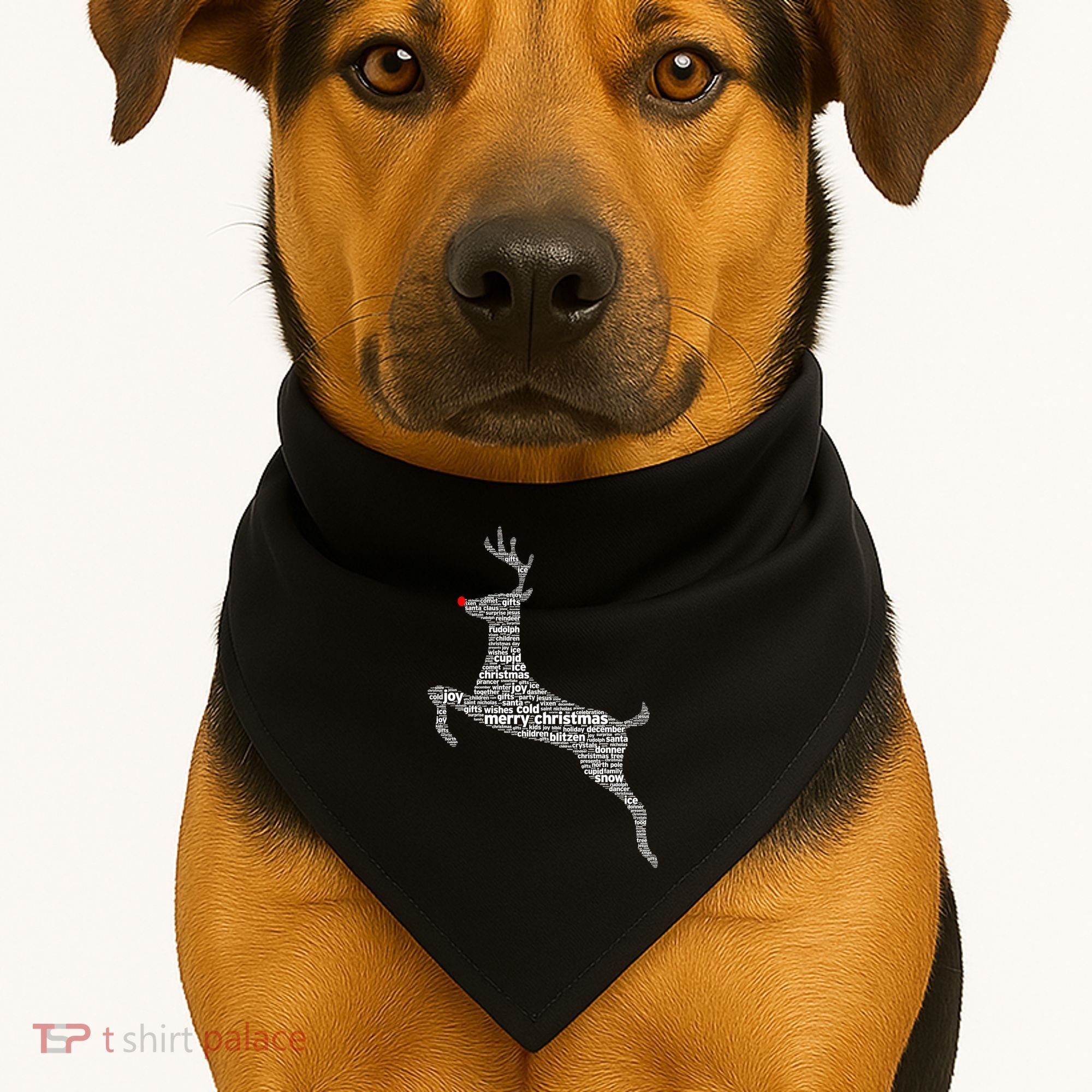 Wordy Reindeer Christmas USA-Made Doggie Bandana