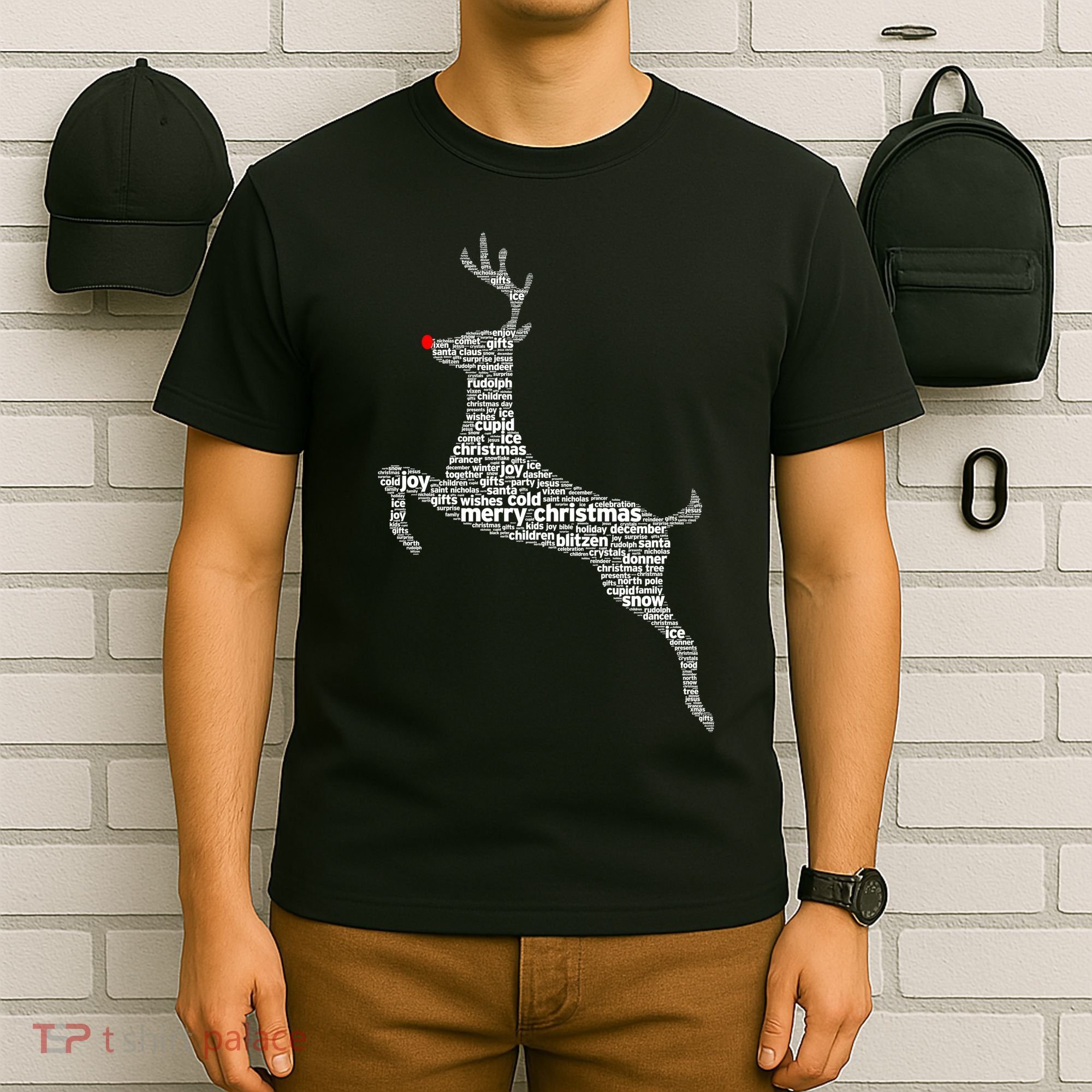 Wordy Reindeer Christmas T-Shirt