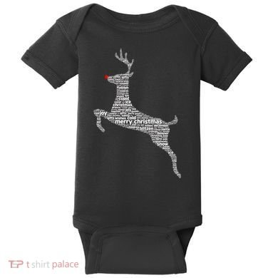 Wordy Reindeer Christmas Baby Bodysuit