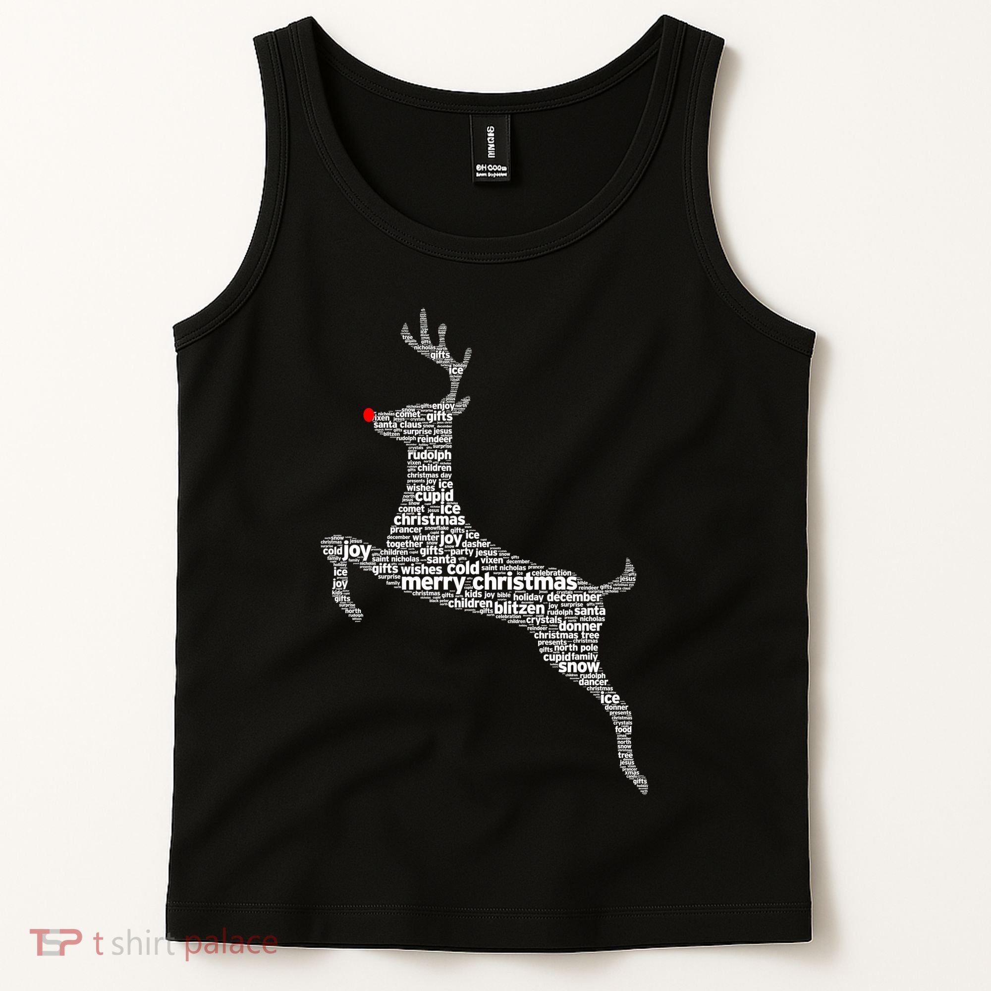 Wordy Reindeer Christmas Tank Top